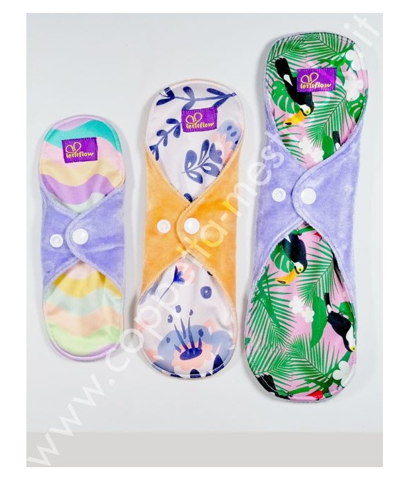 Starter Kit velour bamboo cloth pads LetItFlow  Mix (S+M+L)