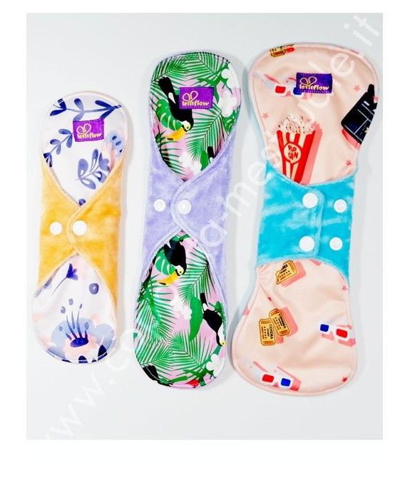 Trial Kit cloth pads in bamboo heavy flow LetItFlow MIX (M+L+XL)