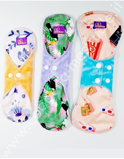 Trial Kit cloth pads in bamboo heavy flow LetItFlow MIX (M+L+XL)