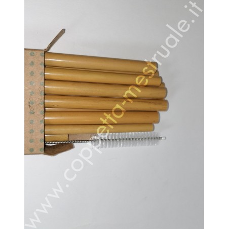 12 Bamboo straws and brush