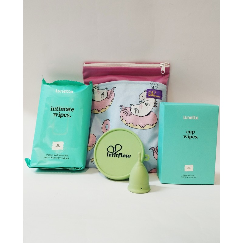 Kit Ciclo con coppetta(Salviette,CupWipes, WetBag,Bicchiere e Popsy)