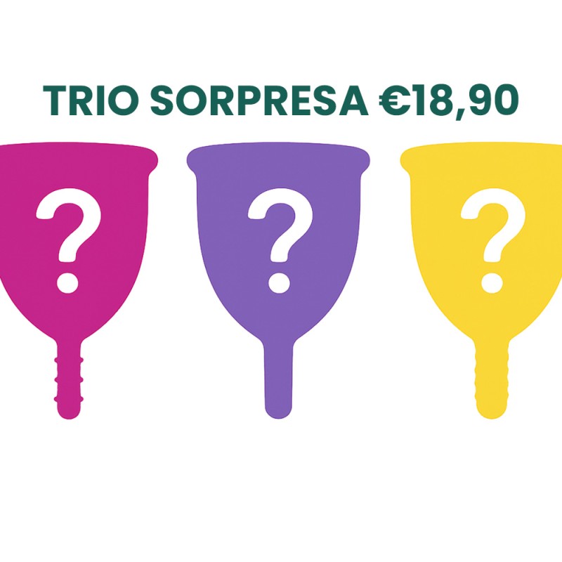 TRIO COPPETTE MESTRUALI A SORPRESA Eur 18,90 TRIO COPPETTE MESTRUALI A SORPRESA Eur 18,90