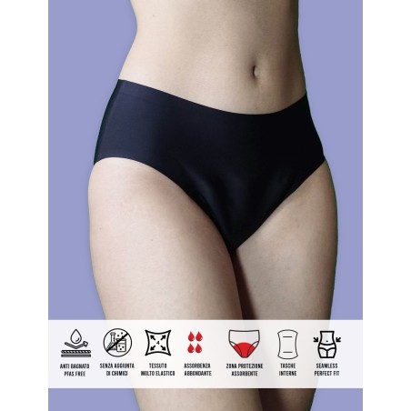 Flora, slip da ciclo per flusso abbondante. senza cuciture invisibile sotto i tuoi abiti. Taglia unica S . XL