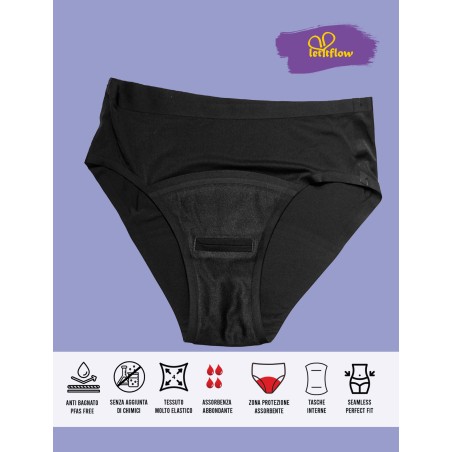 Flora, slip da ciclo per flusso abbondante. senza cuciture invisibile sotto i tuoi abiti. Taglia unica S . XL