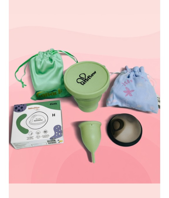 Kit mestruale over 25 con coppetta , disco e barattolo igienizzante