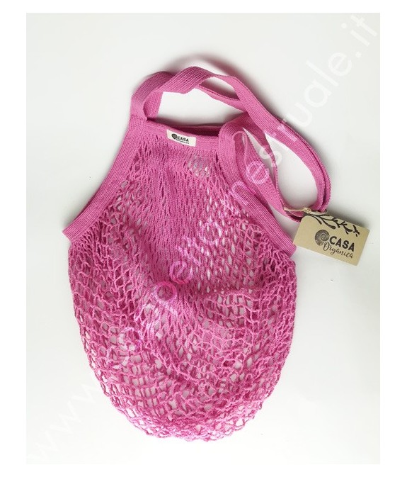 Borsa cotone biologico a rete manico lungo
